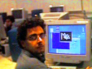 Ricardo Mbarkho in the computer lab, working with Maya · 1999 · 4